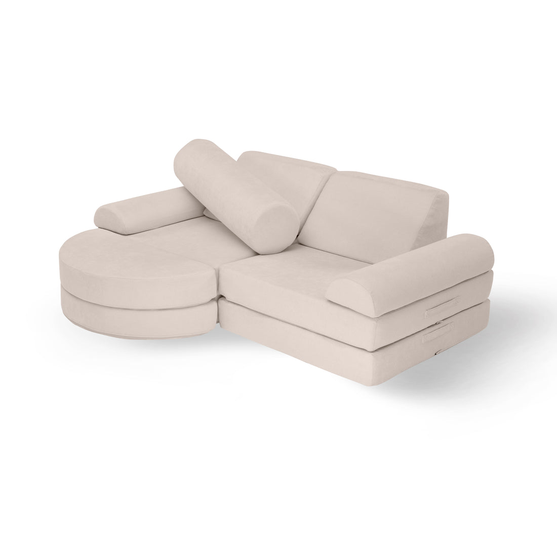 membina perfect play couch with roller bolster from a 45 degree angle