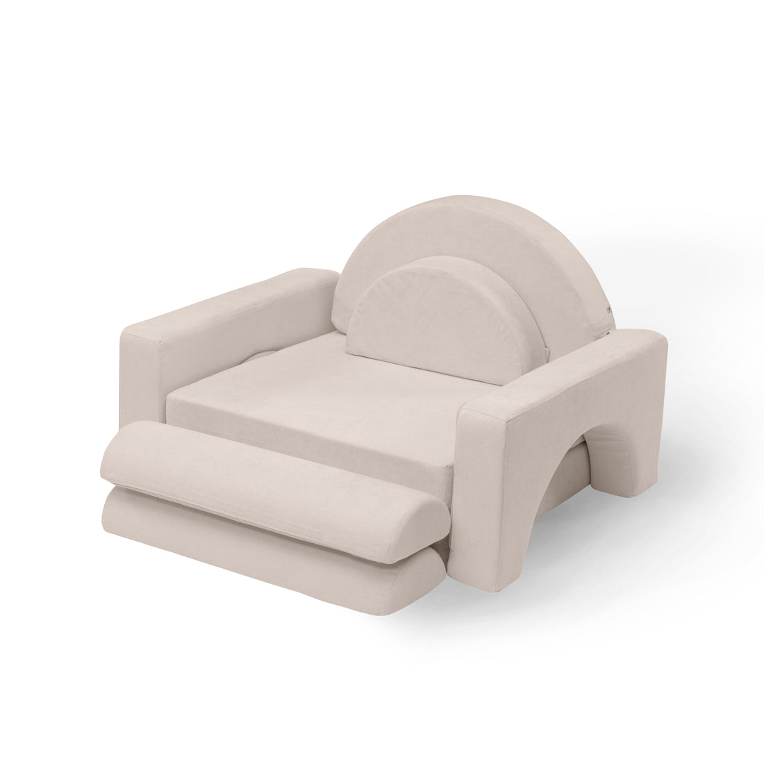a play couch in arm chair setting using special arch shapes unique to membina